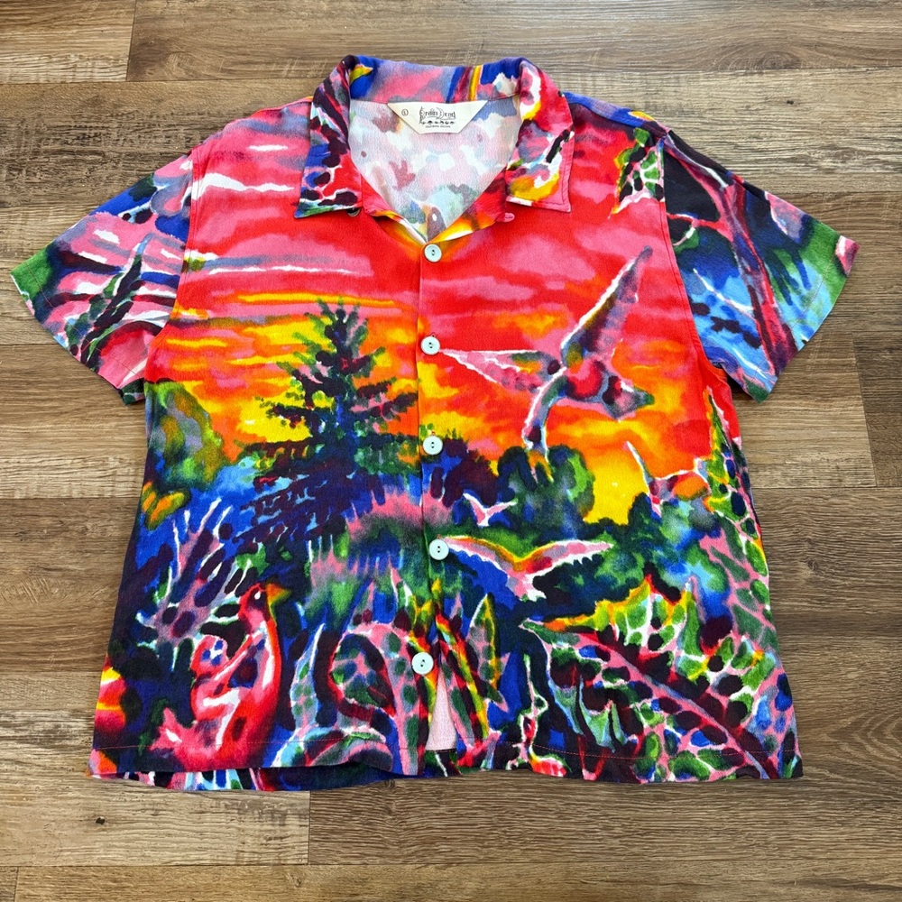 Brain Dead forgotten forest button shirt L